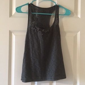 Grey Hollister lace racerback tank